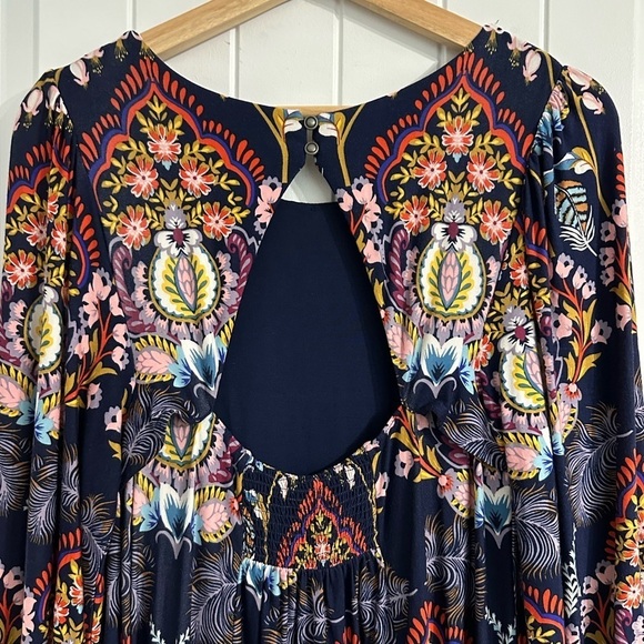 Anthropologie Maeve 3/4 Sleeves Motif Prints Midi Dress - Picture 4 of 9